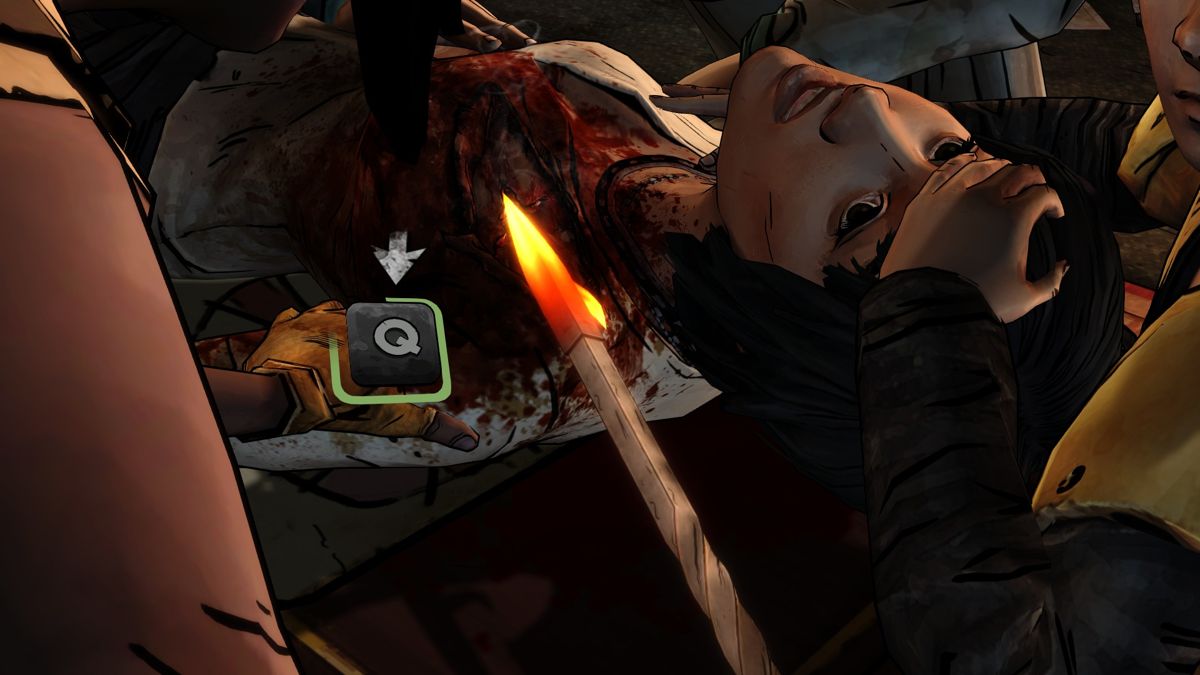 The Walking Dead: Michonne (Windows) screenshot: Episode 2 - This is gonna hurt like hell, better hold her still