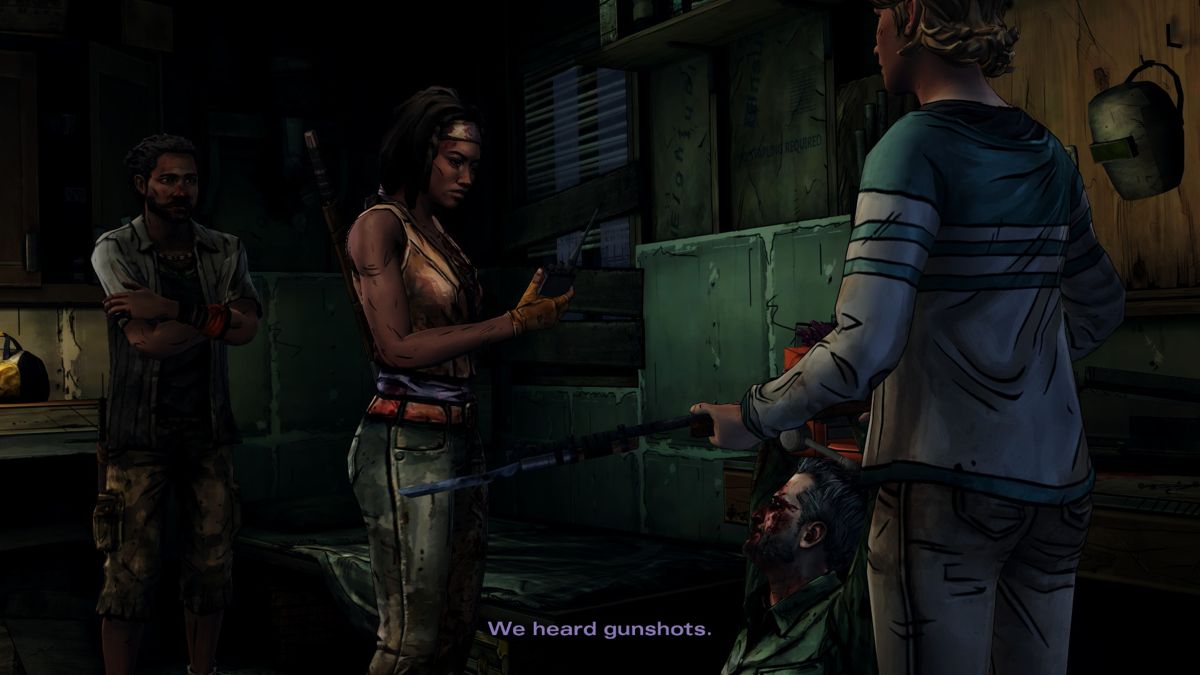 The Walking Dead: Michonne (Windows) screenshot: Episode 2 - Negotiating with Randall's sister