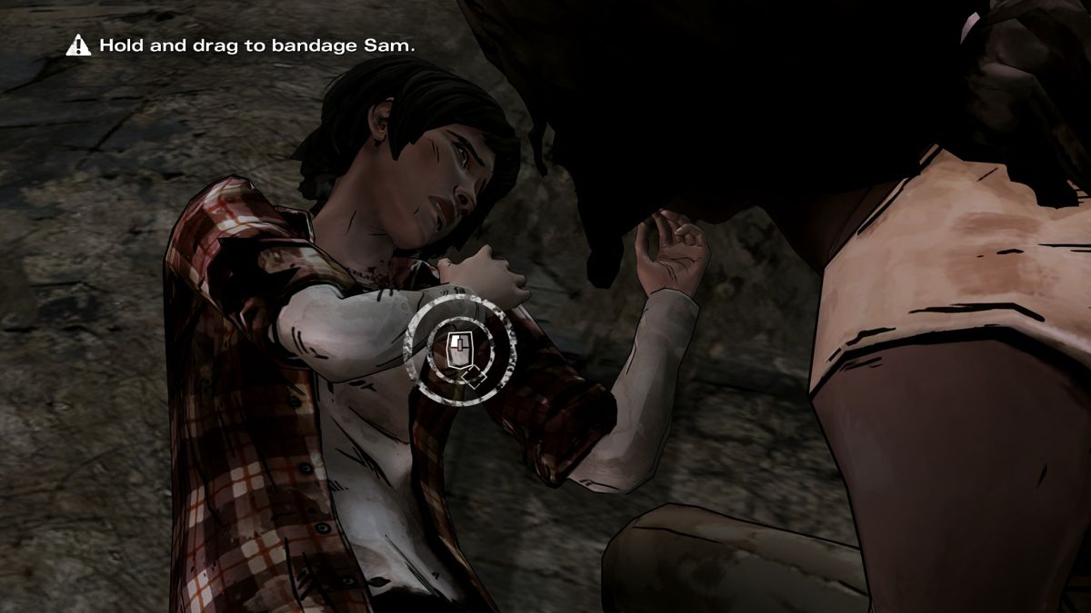 The Walking Dead: Michonne (Windows) screenshot: Episode 2 - Sam's been shot