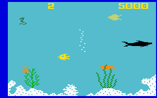 Shark! Shark! (Intellivision) screenshot: A game in progress...