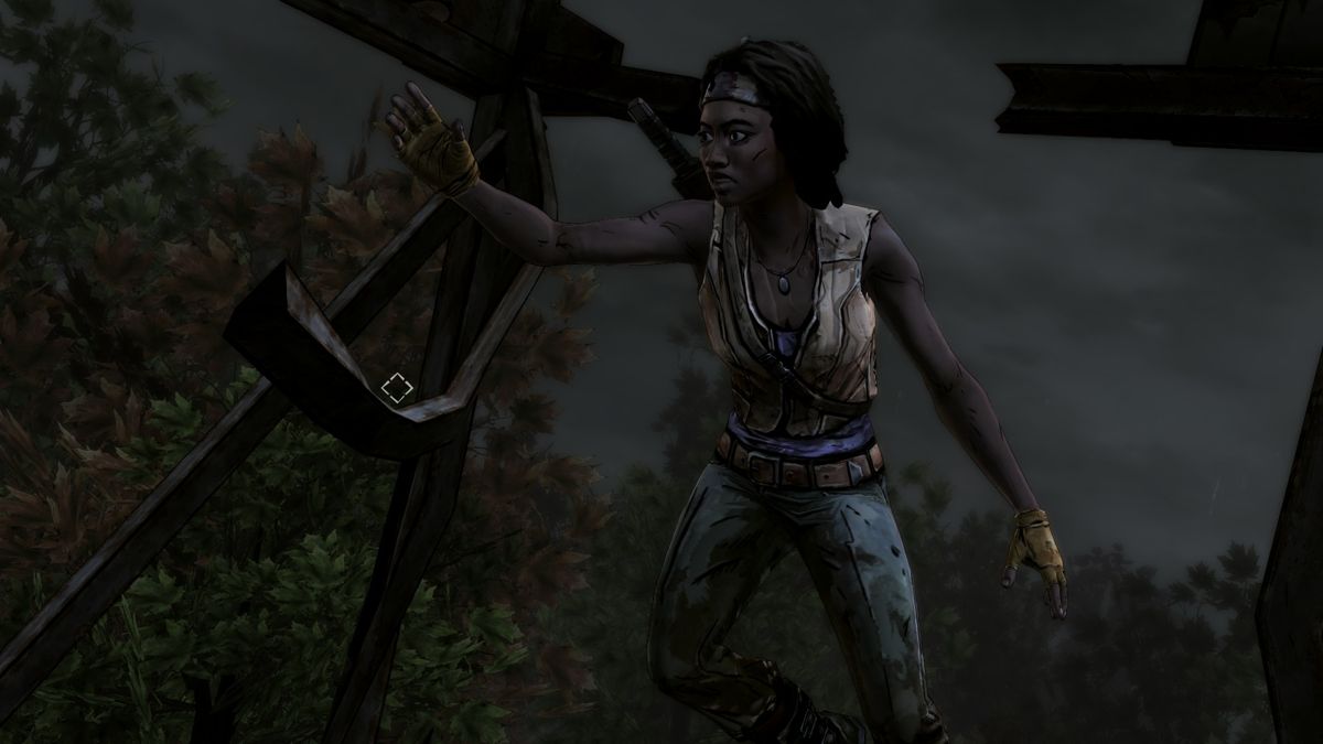 The Walking Dead: Michonne (Windows) screenshot: Episode 2 - Falling in slow motion, giving you time to grab onto something