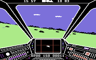 Skyfox (Commodore 64) screenshot: Flying a mission...