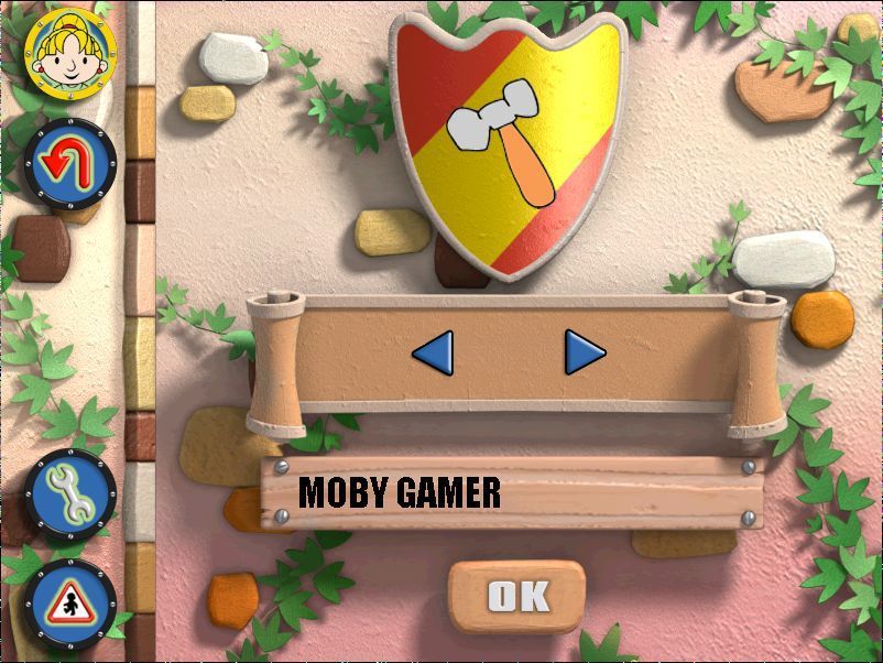 Bob the Builder: Bob's Castle Adventure (Windows) screenshot: At the start of the game the player either creates a new user id, seen here, or logs in using an exiting id