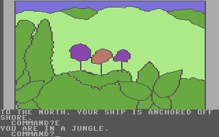 Hi-Res Adventure #4: Ulysses and the Golden Fleece (Commodore 64) screenshot: Lost(?) in the jungle...