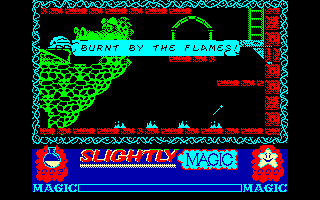 Slightly Magic (Amstrad CPC) screenshot: How I love entering a new room and being greeted with instant death.