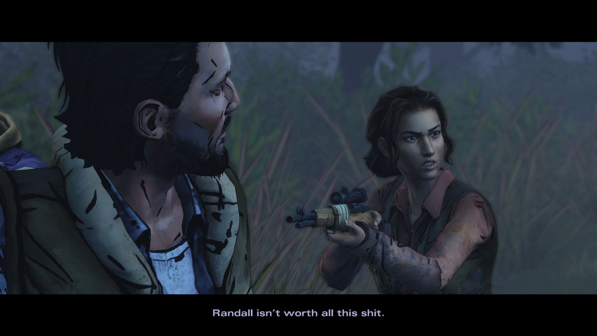 The Walking Dead: Michonne (Windows) screenshot: Episode 3 - Not everyone cares for Randall as his sister does