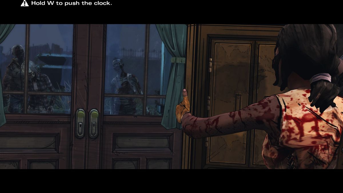 The Walking Dead: Michonne (Windows) screenshot: Episode 3 - Trying to barricade the door