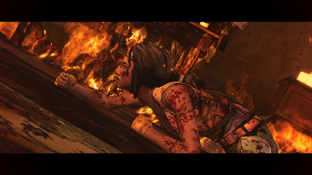 The Walking Dead: Michonne (Windows) screenshot: Episode 3 - Keep low to avoid the smoke