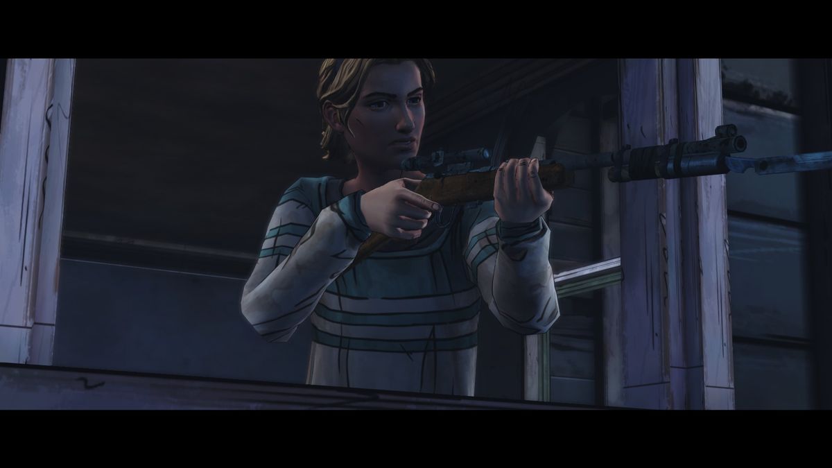 The Walking Dead: Michonne (Windows) screenshot: Episode 3 - Paige hit bullseye this time