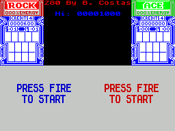 Xybots (ZX Spectrum) screenshot: When the game is over the player is returned to this screen