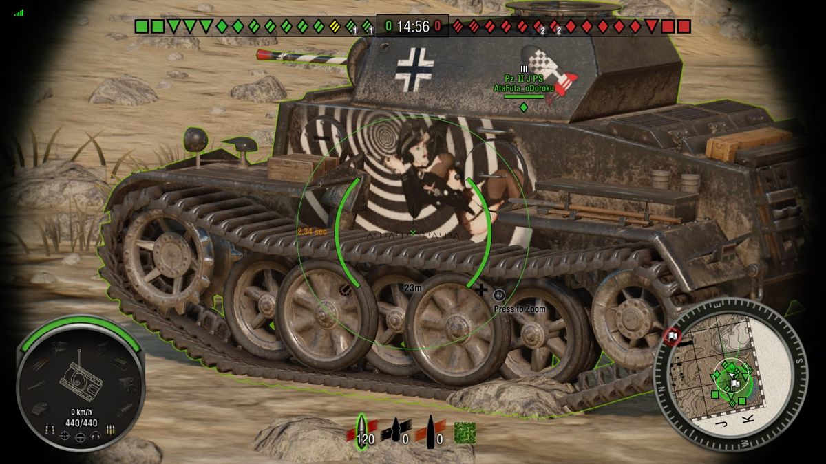 World of Tanks: Bonus German Tank! (PlayStation 4) screenshot: Close in sight of the PS Plus exclusive tank