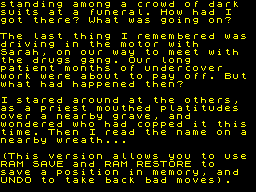 Scapeghost (ZX Spectrum) screenshot: Welcome and introductory text