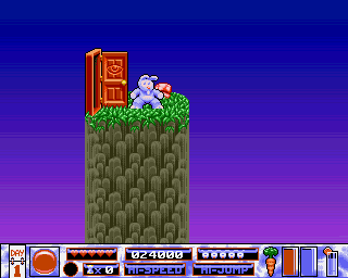 Quik the Thunder Rabbit (Amiga) screenshot: One of the many doors that you travel to in order to finish the level