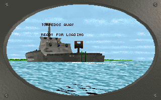 Subhunt (DOS) screenshot: Gun boat ahead