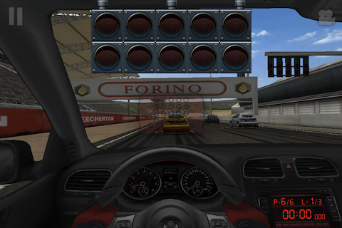 Real Racing (iPhone) screenshot: Getting ready to start.