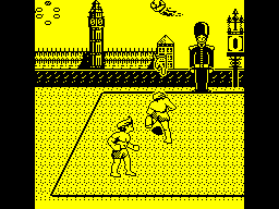 Beach Volley (ZX Spectrum) screenshot: .... Nope! They push the ball in the air for the player to make the strike ....