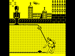 Beach Volley (ZX Spectrum) screenshot: Opponents serve. The animation is quite good and detailed