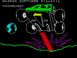 Moon Buggy (ZX Spectrum) screenshot: This screen displays as the game loads