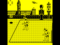 Beach Volley (ZX Spectrum) screenshot: Looks like he missed