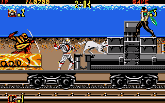 Shadow Dancer (Amiga) screenshot: Along the railroad