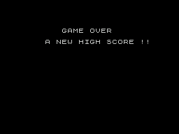 Transversion (ZX Spectrum) screenshot: Game Over and a high score has been set. The game's playing a few bars of 'Congratulations' while it displays this message