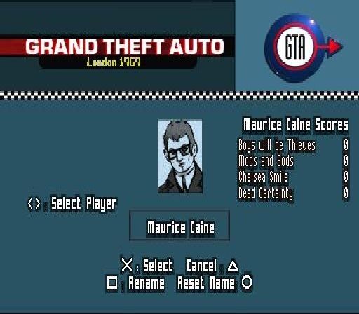 Grand Theft Auto: London - Special Edition (PlayStation) screenshot: Selecting your crim.