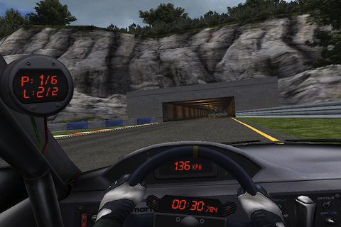Real Racing (iPhone) screenshot: Entering the tunnel zone.