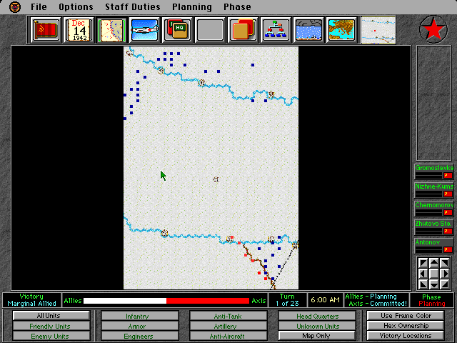 World at War: Volume II - Stalingrad (DOS) screenshot: Battle map