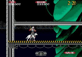 Shadow Dancer: The Secret of Shinobi (Genesis) screenshot: Going up