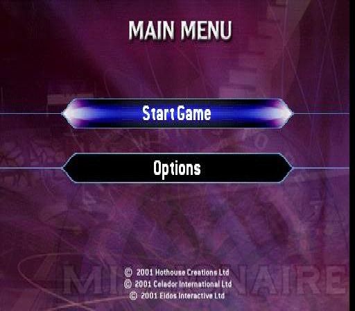 Who Wants to Be a Millionaire: 2nd Edition (PlayStation) screenshot: Main menu.