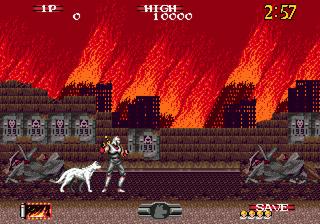 Shadow Dancer: The Secret of Shinobi (Genesis) screenshot: One Ninja and his dog