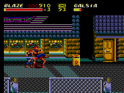 Streets of Rage 2 (SEGA Master System) screenshot: Blaze getting stomped