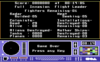 Skyfox (Commodore 64) screenshot: Game over