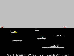 Battle for Midway (ZX Spectrum) screenshot: Gun destroyed - TF 17 is in trouble
