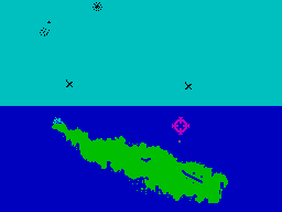 Battle for Midway (ZX Spectrum) screenshot: Control anti-aircraft guns from island