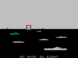 Battle for Midway (ZX Spectrum) screenshot: Control ship guns for long range targets