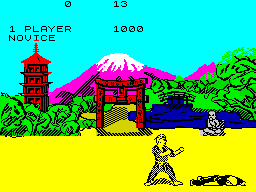 Kung-Fu: The Way of the Exploding Fist (ZX Spectrum) screenshot: Got knocked down