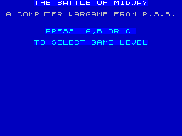 Battle for Midway (ZX Spectrum) screenshot: Title / skill level