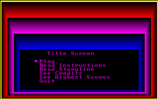 Big Bob's Drive-In (DOS) screenshot: The game's title screen and main menu