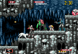 Shadow Dancer: The Secret of Shinobi (Genesis) screenshot: The caverns