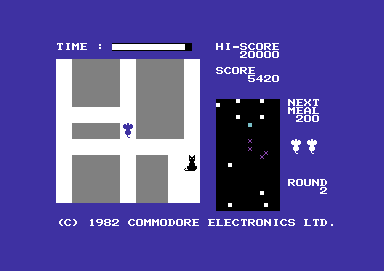 Radar Rat Race (Commodore 64) screenshot: Watch the black rats