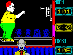 Jocky Wilson's Compendium of Darts (ZX Spectrum) screenshot: Jocky playing 10 Dart Century