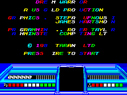 Dream Warrior (ZX Spectrum) screenshot: The main screen in glorious flashing scrolling technicolour