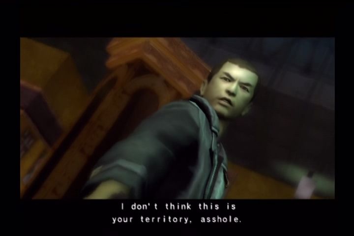 Yakuza (PlayStation 2) screenshot: That's one way to break up a fight.