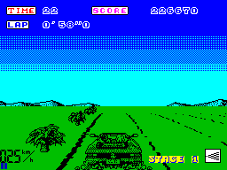 OutRun (ZX Spectrum) screenshot: Stomp the gas only 22 seconds left