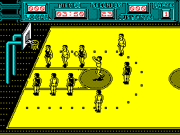 Golden Basket (ZX Spectrum) screenshot: The whites have a penalty throw
