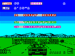 OutRun (ZX Spectrum) screenshot: Main menu