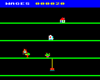 Daredevil Denis (BBC Micro) screenshot: I made it to the third platform, but crashed.