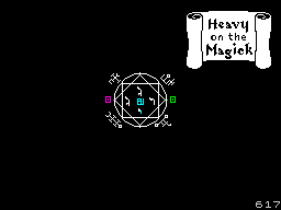 Heavy on the Magick (ZX Spectrum) screenshot: Small graphics are shown while the game loads.