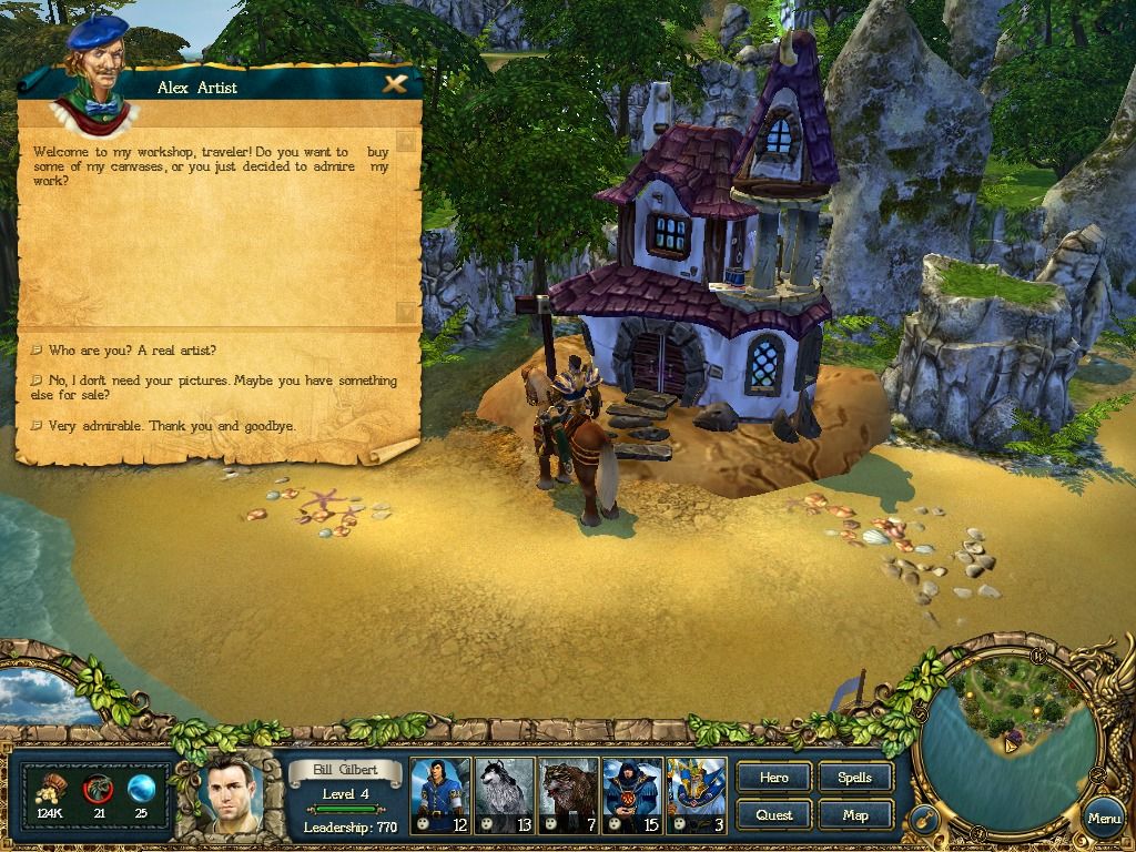 King's Bounty: The Legend (Macintosh) screenshot: Visiting the artist's house